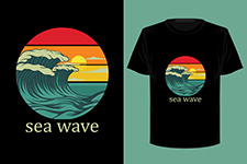 Sea themed tee shirt front design